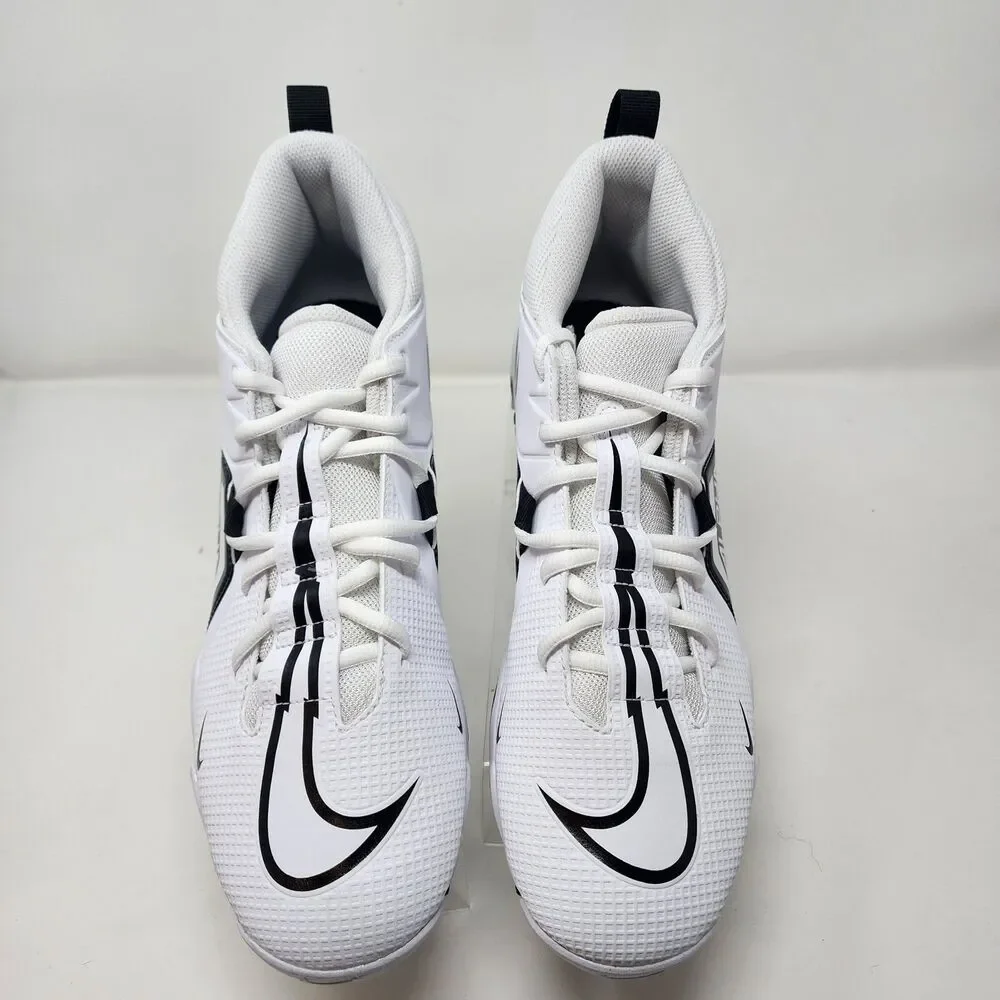 Nike Football Cleats Mens 10 White Black Alpha Menace 3 Low Fastflex